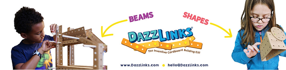 Kids building with DazzLinks Beams and Shapes Kits